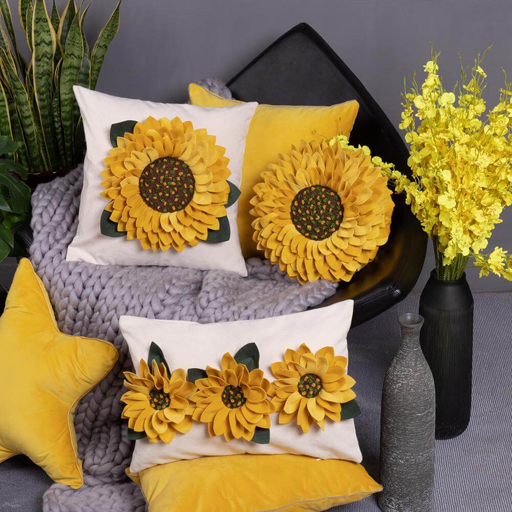 Sunflower Letter U Pillow Case, Floral Personalized Initial Cushion Cover,  Custom Monogram Pillow Case, Custom Pillow Cover,Throw Pillow, Pillow Cover
